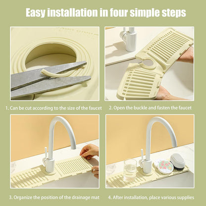 Swicado Faucet Mat for Kitchen Sink - 2024 Upgraded Premium Silicone Splash Guard with Fast Drying Properties - Protective Sink Tray Ideal for Stone Sinks in Kitchen & Bathroom (1, Gray)