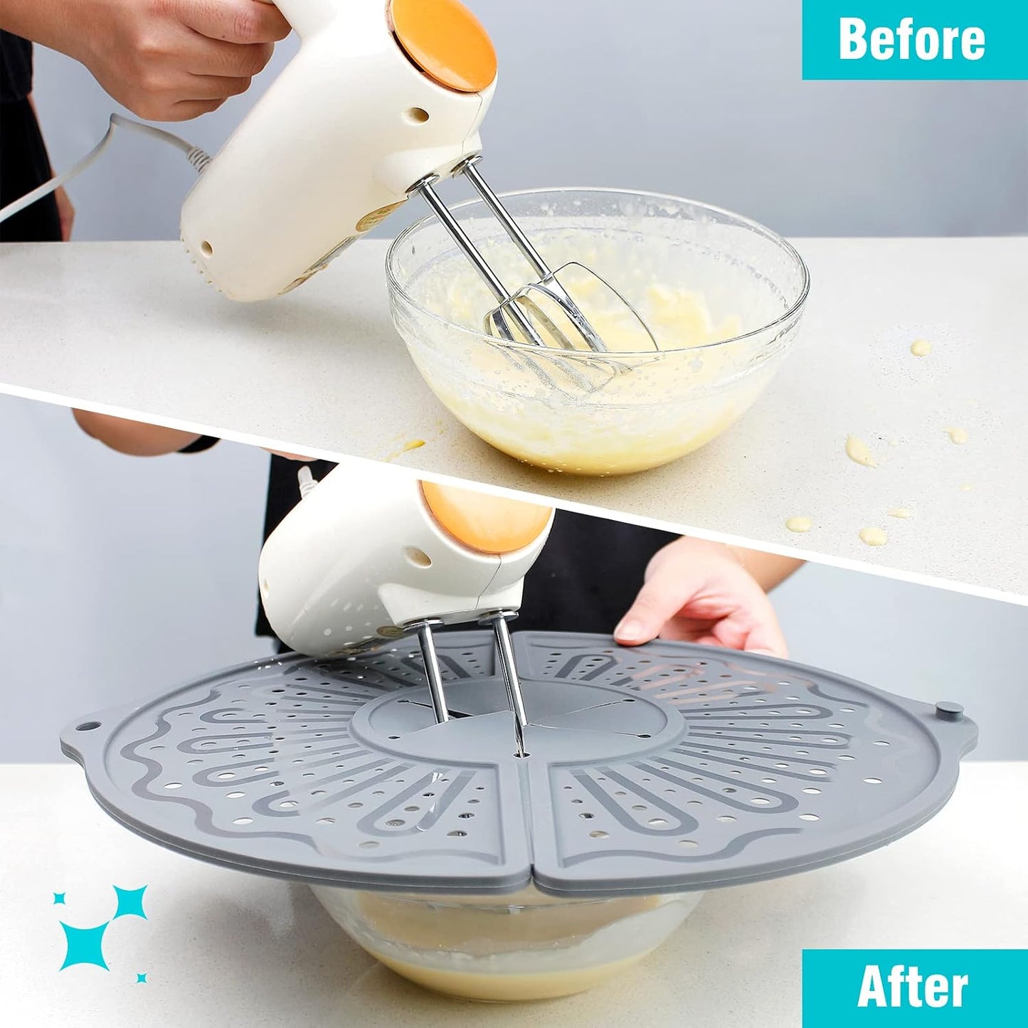 Foldable Silicone Splatter Screen for 10-12" Pans, BPA-Free, Gray | Foldable Splash Guard, Multi-Use Grease Splatter Guard/Trivet Mat,Non-Stick Oil Splatter Guard, Dishwasher Safe