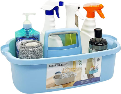 Goderewild Multi-Purpose Plastic Cleaning Caddy with Handle, Shower Caddy Organizer/Storage Basket/Totes Portable for Bathroom Supplies, Cleaning Products, Under Sink Tool, Housekeepers (Grey)