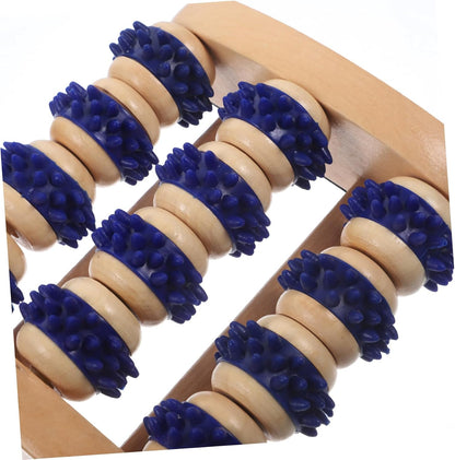 Portable Foot Massager Roller Manual Wooden Acupoint Tool for Foot Muscle Relief and Circulation Compact 5.51X4.72X2.16 Inch Handheld Design