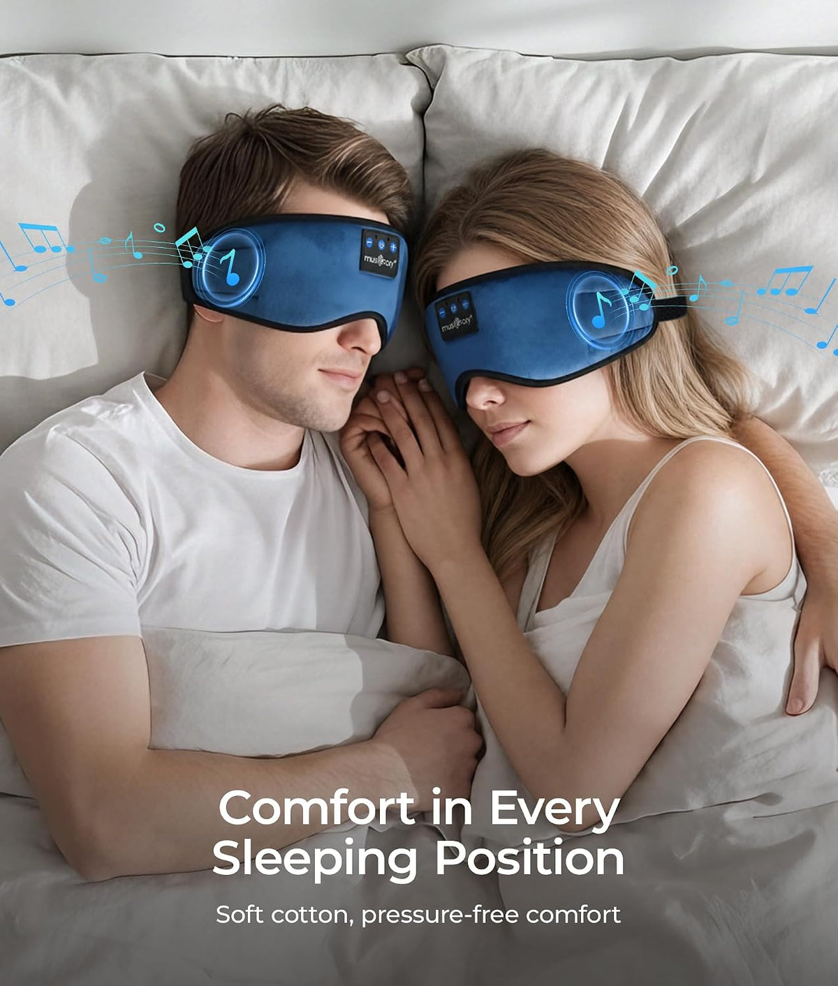 MUSICOZY 3D Sleep Headphones Bluetooth 5.4 Sleep Mask with HD Speakers