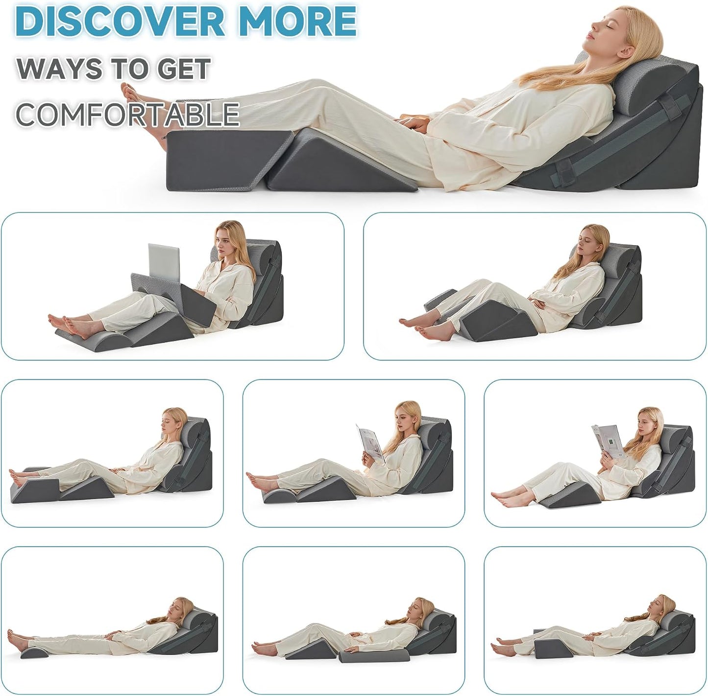 Yojoker Leg Elevation Pillows for Swelling, Memory Foam Wedge Pillow for Legs Blood Circulation, Leg Elevation Pillows for After Surgery, Knee Wedge Pillow for Sleeping Back Hip Ankles Relief