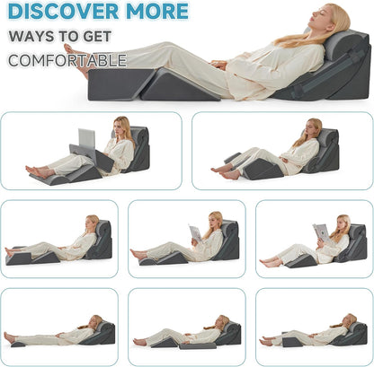 Yojoker Leg Elevation Pillows for Swelling, Memory Foam Wedge Pillow for Legs Blood Circulation, Leg Elevation Pillows for After Surgery, Knee Wedge Pillow for Sleeping Back Hip Ankles Relief