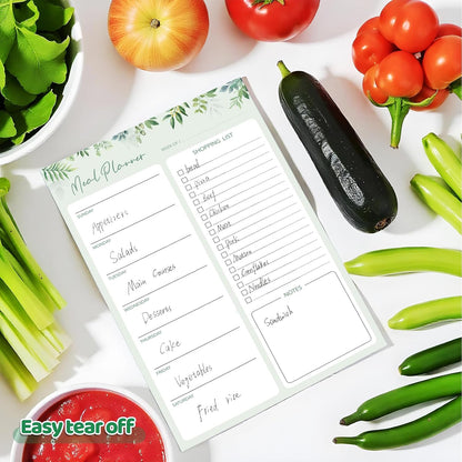 Thboxes 60 Sheets Magnetic Weekly Meal Planner for Fridge, Grocery List Pad | Tear-Off Shopping List, 7x10 In, Flower Design, Full Backing Grip, for Meal Prep, Kitchen, Families, Parents, Home Office