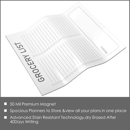 Gueevin 2 Pcs Magnetic Dry Erase Grocery List for Fridge 10" x 12" Magnet White Board Sheet with 8 Whiteboard Markers 2 Eraser Reusable for Refrigerator Kitchen Locker Cabinet Door(Gray Line)