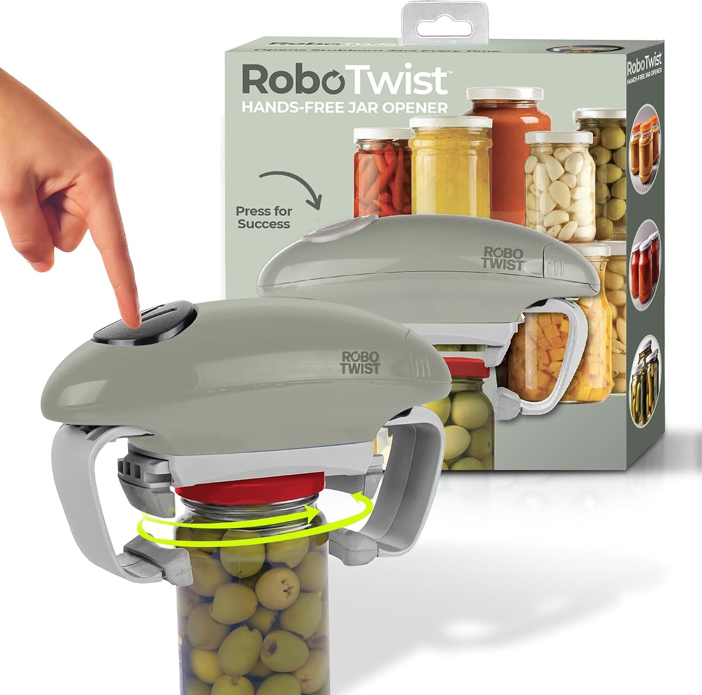 Robotwist Electric Jar Opener Top Rated for Seniors, Deluxe Model with Improved Torque, 1 Touch Automatic Easy Jar Opener for Weak Hand and Arthritis – Works on All Jar Sizes