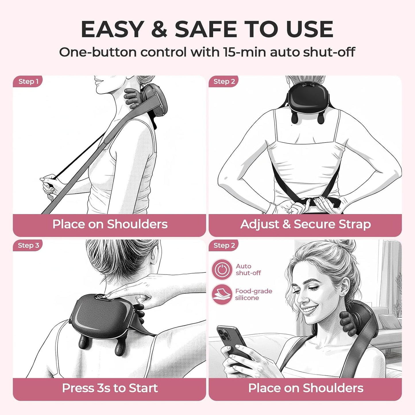Vinid Bionic Neck and Shoulder Massager with Heat, 4D Kneading Massage, Simulated Human Hand Design for Pain Relief and Muscle Relax, Neck Massager Pillow Ideal for Valentines Gift, Green