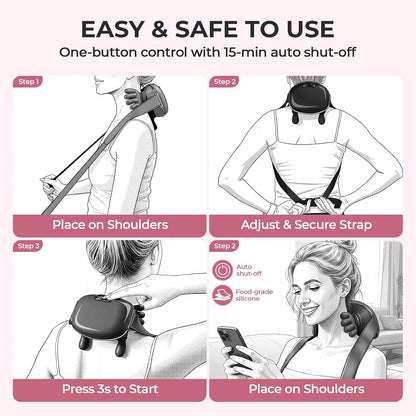 Vinid Bionic Neck and Shoulder Massager with Heat, 4D Kneading Massage, Simulated Human Hand Design for Pain Relief and Muscle Relax, Neck Massager Pillow Ideal for Valentines Gift, Green