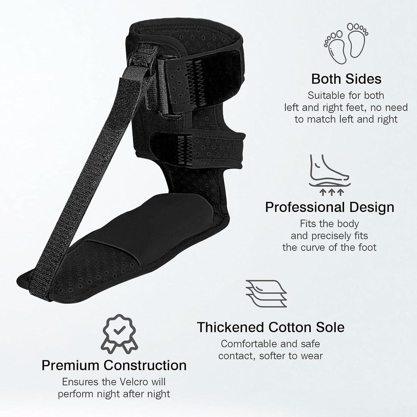 Upgraded Plantar Fasciitis Night Splint,Plantar Fasciitis Relief | Adjustable Straps,Supportive Foot Braces with Arch Cushion for Achilles Tendonitis, Heel Spur Pain Relief Day,Night (Black)
