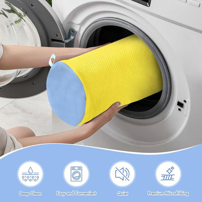 2 Pack XXL Shoe Washing Machine Bag, 700 GSM Heavy Duty Shoes Cleaning Bag with Anti-Tangle Mesh Pocket, 2 Adjustable Shoe Trees Keep Shape, Reusable Sneaker Laundry Bag for Frequent Wash, White