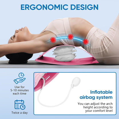 Back Stretcher for Lower Back Pain Relief, Lumbar Support Board | Adjustable air compression decompression device, ergonomic spine stretcher for home office, ABS & EVA material
