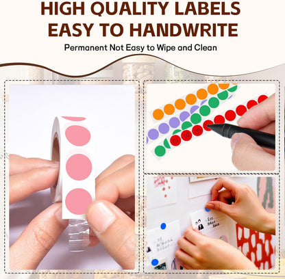 1/2 Inch Round Sticker,4 Rolls 2000Pcs Small Dot Stickers Color-Code Dots | Red+Yellow+Blue+Green 1.3cm Small Stickers Round Color Coding Circle Dots Stickers, Roll Dot Sticker Label for Office Home
