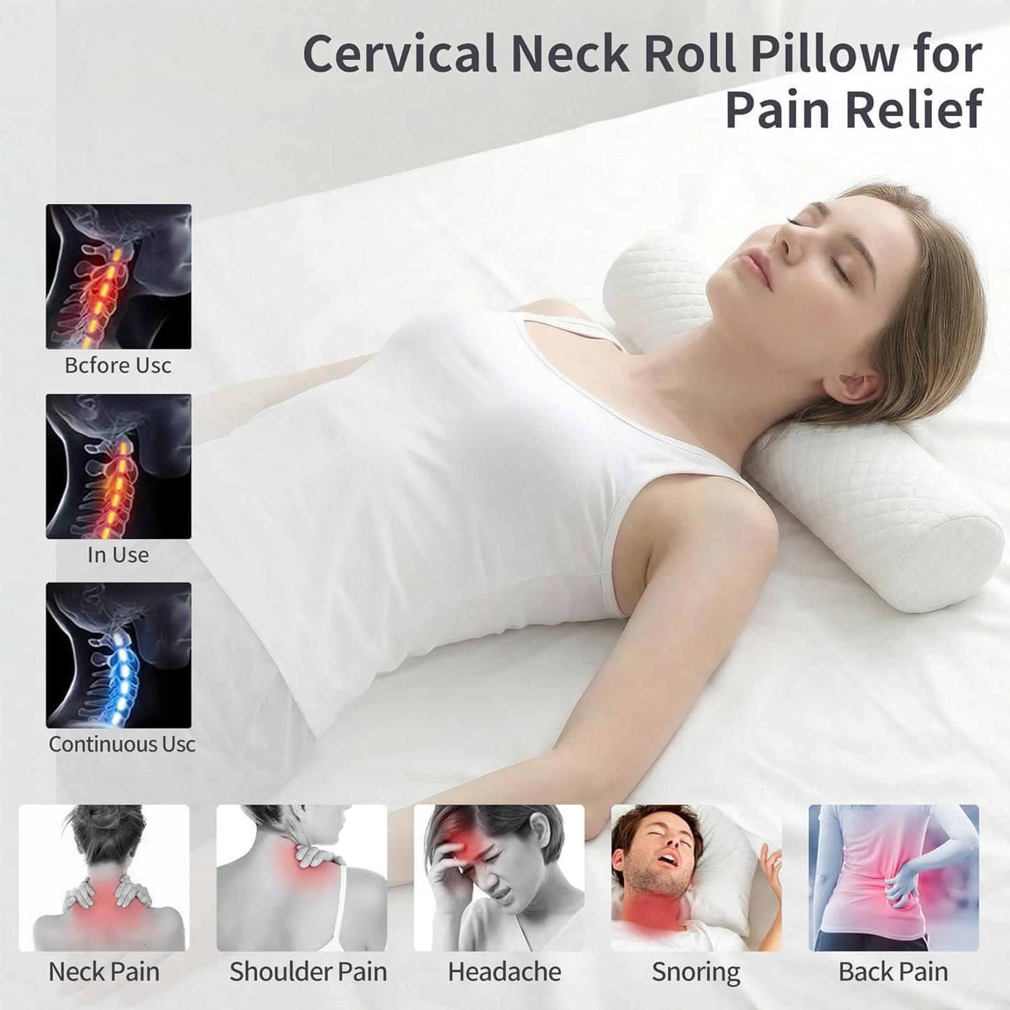 HJAHHSM Neck Roll Pillow | Memory Foam, Neck Support