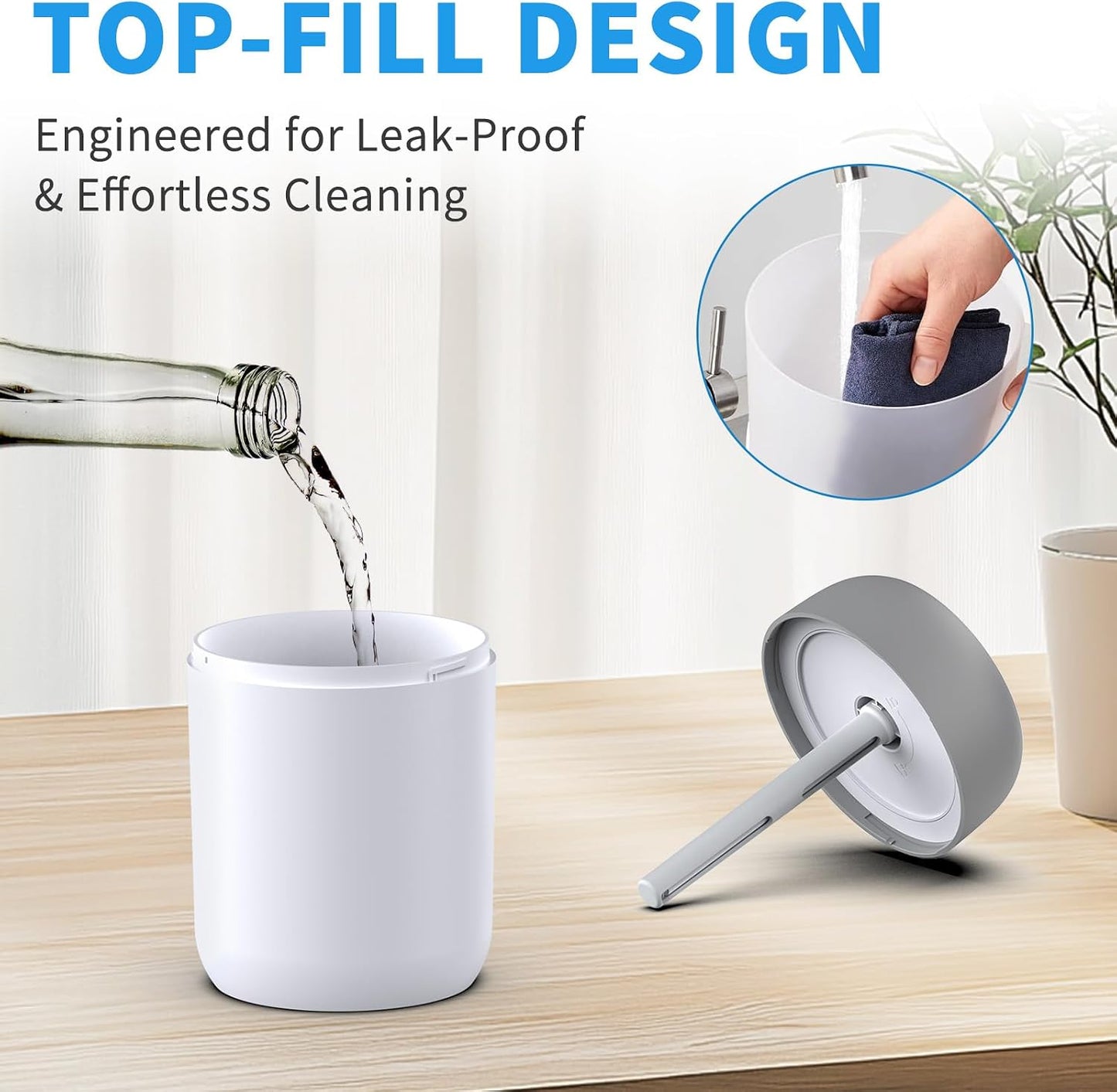 SZO Humidifier for Plants, 650ml Plant Humidifier Indoor, Gray | Small Plant Humidifier with Warm Light for Plants, Bedroom, Office Desktop, Baby Room
