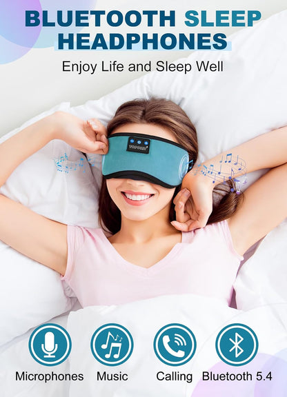 TOPOINT Sleep Mask Headphones Bluetooth Wireless 5.4, Breathable Cotton Eye Mask for Sleeping Side Sleepers Travel Music Headsets with Microphone Handsfree Men Women