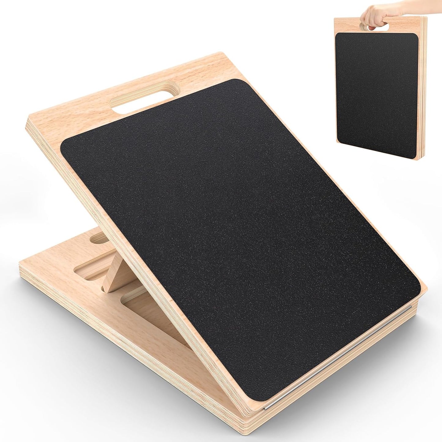 Reinforced Wood Slant Board, Adjustable Calf Stretcher with 15-30° Incline for Plantar Fasciitis Relief, Achilles Tendon Stretch, and Home Exercise Mobility,250LBS Capacity (Standard Version(15°–30°))
