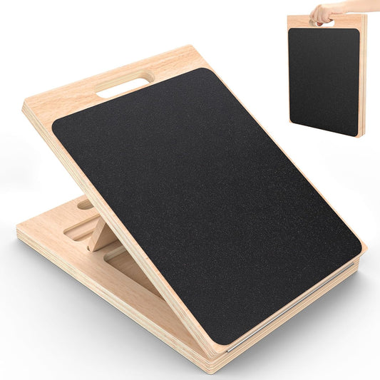 Reinforced Wood Slant Board, Adjustable Calf Stretcher with 15-30° Incline for Plantar Fasciitis Relief, Achilles Tendon Stretch, and Home Exercise Mobility,250LBS Capacity (Standard Version(15°–30°))