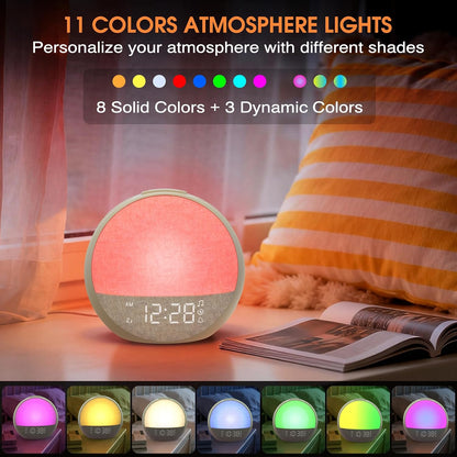 Sunrise Alarm Clock Wake Up Light, White Noise Sound Machine with 30 Sounds