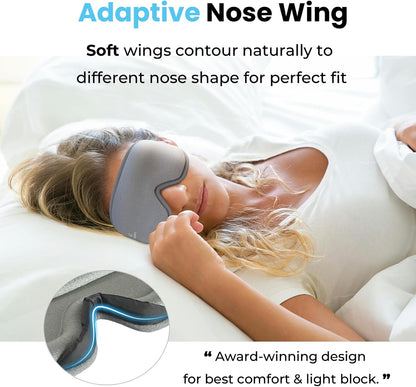 3D Sleep Mask for Women & Men, 100% Blackout Eye Mask for Sleeping, Zero Pressure Deep Sleep Blindfold with Adjustable Strap for Side Sleepers, Airplane Travel, Silver Grey