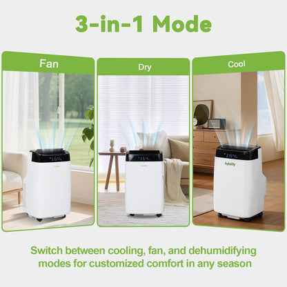 Hykolity WiFi Enabled Portable Air Conditioners 10,000 BTU, Cools Rooms Up To 450 Sq.Ft, 45dB Dual Motor 5 in 1 Quiet Smart AC Unit with Cool, Fan, Dehumidifier, 24H Timer & Sleep Mode