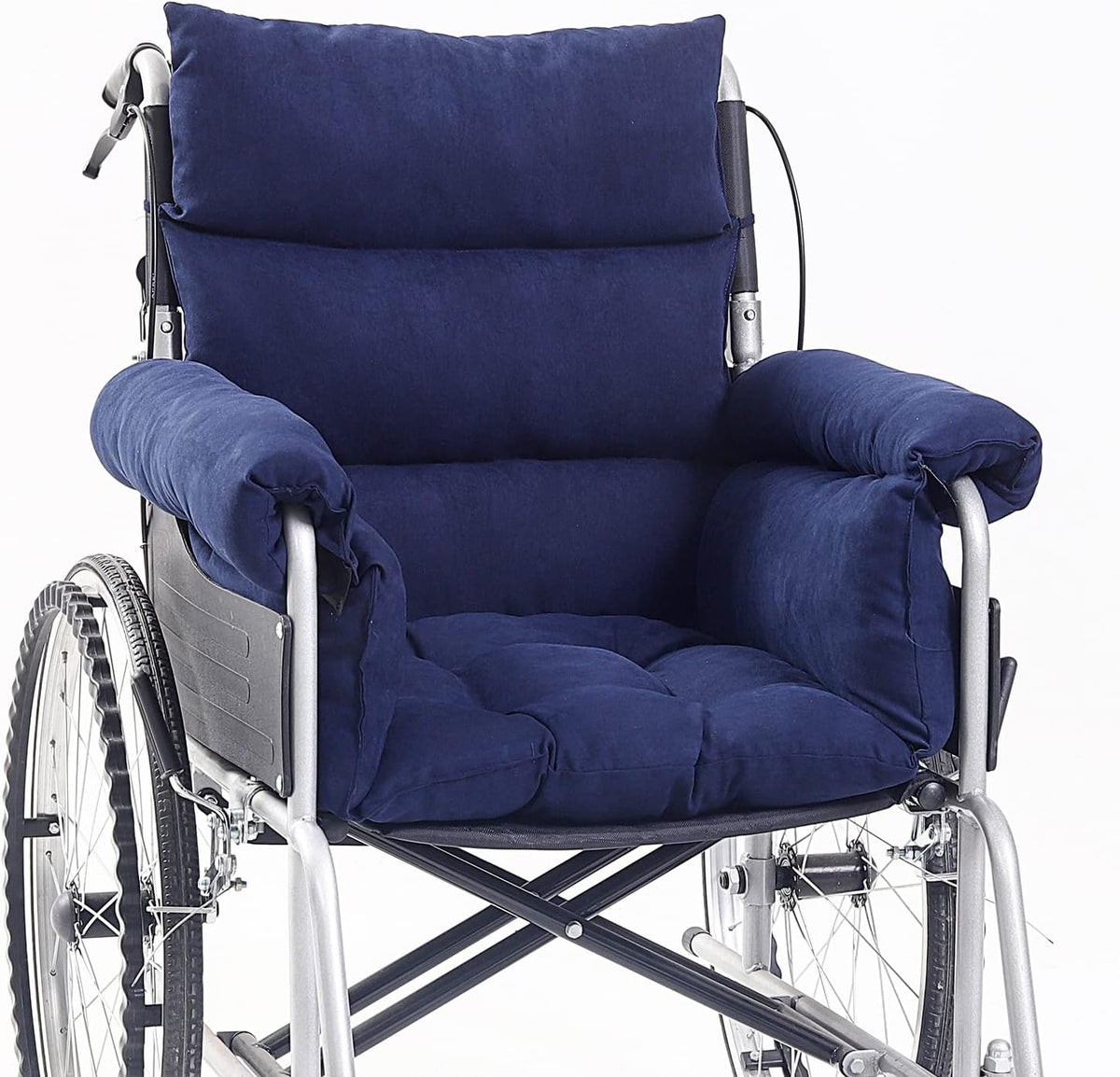 Wheelchair Seat Cushion with Integrated 11 Inch Short Armrest Pads, Comfort & Pressure Relief, All-in-One Support Coccyx & Back Insert (Black)