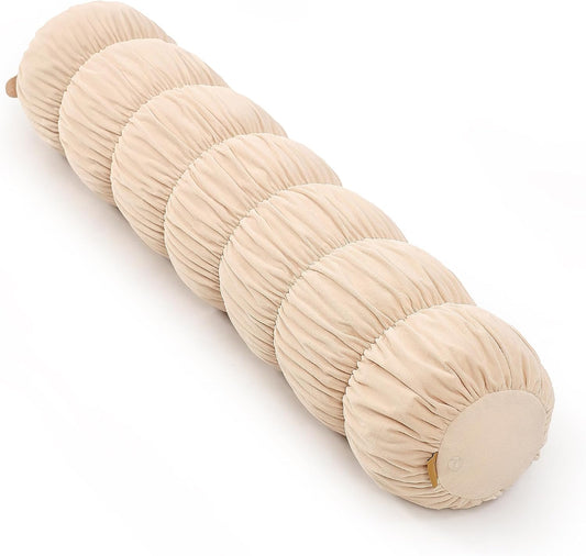 Pat. Pend. Long Bolster Pillow for Bed, Small Body Pillow for Adults, Soft Velvet Washable Cover, Cylinder Pillow for Side Sleepers and Leg Support(Misty White, 39"x 7.87")