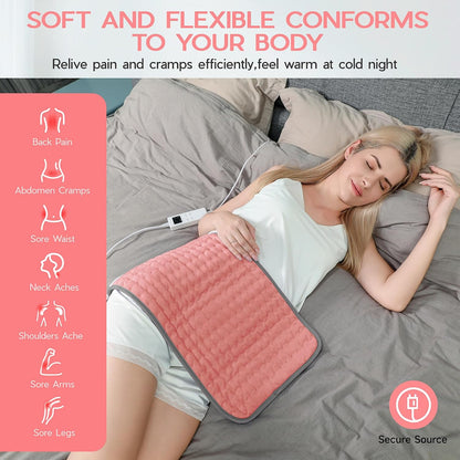 Heating Pad for Period Cramps, Heating Pad for Back/Neck/Shoulder Muscle Pain, 6 Heating&4 Timer Setting, Auto Shut Off, Dry/Moist Heat & Machine Washable, Gray Birthday Christmas Gifts for Women Mom