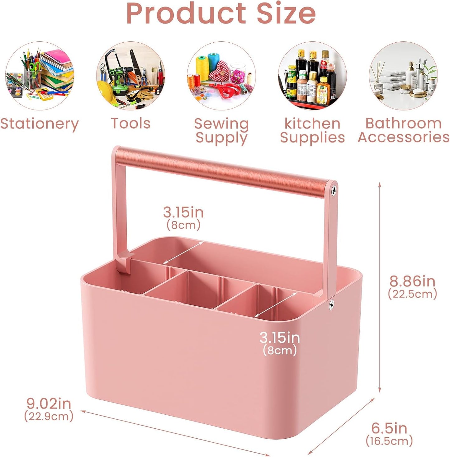 BYUNER Portable Shower Caddy Dorm: Bathroom Caddy Organizer with Handle and Adjustable Dividers,Plastic Shower Basket for Toiletry,Makeup,Vanity,Shower Storage Tote for College, Cleaning Caddy, Black