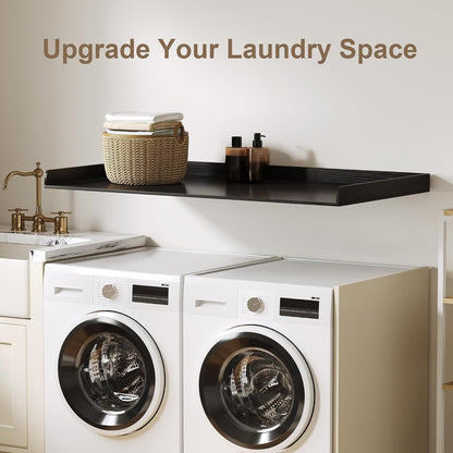 ChooChoo Washer Dryer Countertop, Adjustable Shelf, 2-Tier | Laundry Room Topper, Spacious Storage, For Folding Clothes & Efficient Organization, Walnut