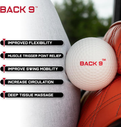 BACK 9 Golfers Massage Ball - for Myofascial Release, Trigger Point Therapy, Muscle Knots, and Yoga Therapy. Golf Accessories - Golf Traing Aid - Golf Balls - Golf Gifts