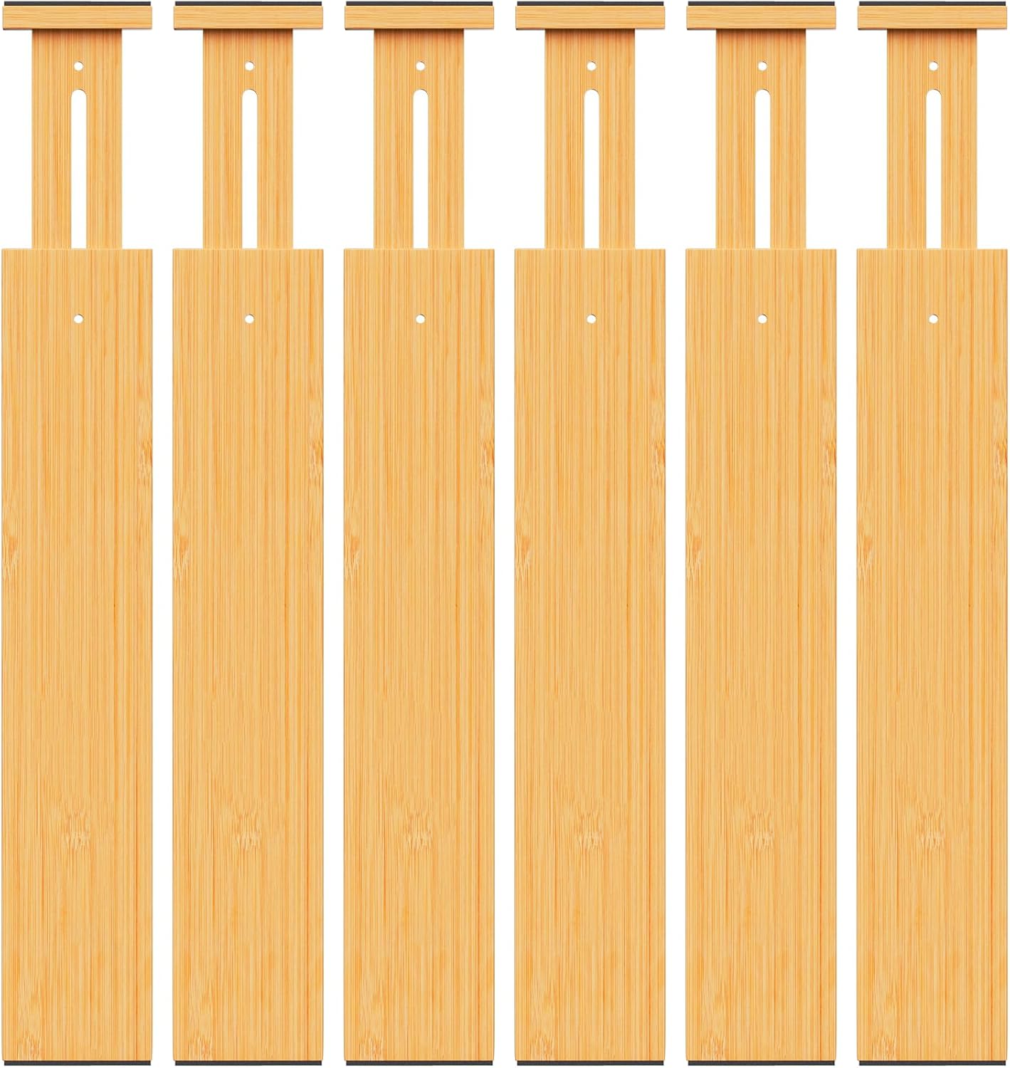 Bamboo Drawer Dividers Organizers, 2.56" High, 17"-21.8" Adjustable, 4 Pack | Expandable Separators, Great for Utensils, Kitchen, Bedroom, Dresser and Office Storage