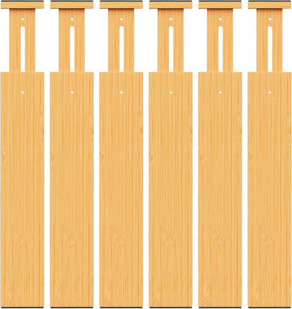 Bamboo Drawer Dividers Organizers, 2.56" High, 17"-21.8" Adjustable, 4 Pack | Expandable Separators, Great for Utensils, Kitchen, Bedroom, Dresser and Office Storage