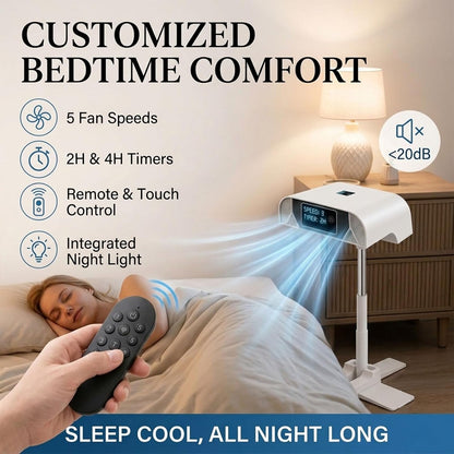 Bed Fan Under Sheets Cooling System with 5 Speeds and Remote | Adjustable Height, for Hot Sleepers, Night Sweats Relief, Remote Included, 5 Speed Settings