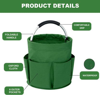 Cleaning Caddy with Handle, 17L Foldable Cleaning Supplies Organizer, Portable Storage Basket, Cleaning Supply Caddy, Multifunctional Cleaning Bucket Bag for Garden, Home, Kitchen (Black)
