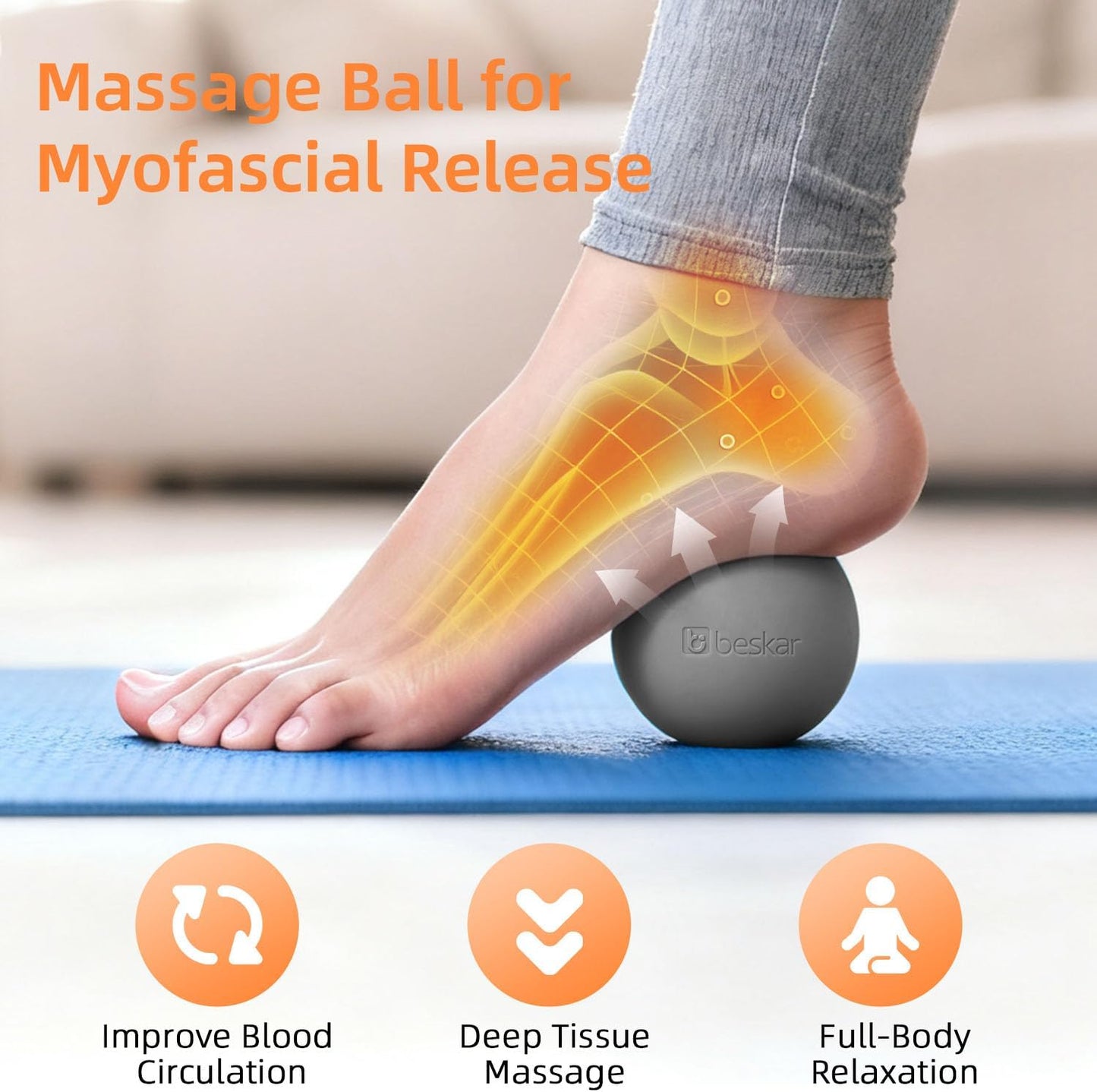 Massage Lacrosse Balls for Myofascial Release, Trigger Point Therapy | Foot Massage Ball to Relieve Plantar Fasciitis, Muscle Soreness