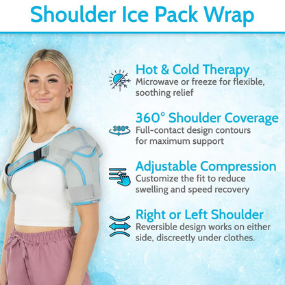 Arctic Flex Shoulder Ice Pack Brace - Rotator Cuff Cold Gel Wrap Therapy | Heat or Cooling Support Immobilizer with Compression Stability for Tendonitis, Dislocated Joint, Left & Right Arm Pain Relief