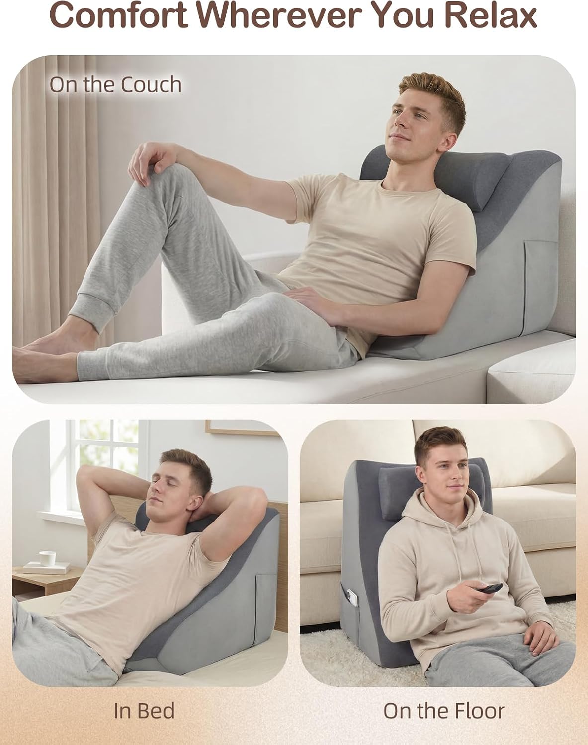 Vekkia 21” Back Rest Pillow with Dual-Layer Foam for Reclining and Sitting