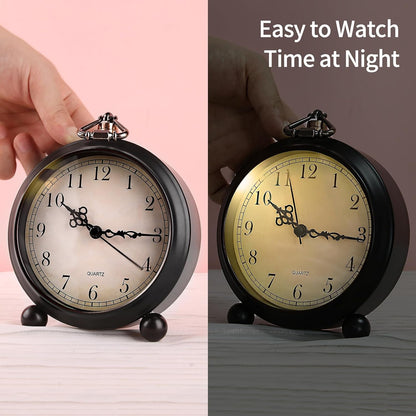 pxy Loud Alarm Clock for Heavy Sleepers 3D Dial Battery Operated (Battery Include), 4" Super Silent Analog Alarm Clock for Kids with Night Light PT260 Silver OrangePT505 Green White
