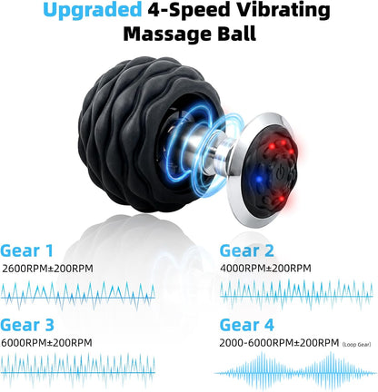 Upgraded 4-Gear Vibrating Lacrosse Ball Massage Ball Therapy | Rechargable Massage Vibrating ball for Fitness Training Therapy Relaxation