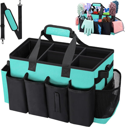 Wearable Large Cleaning Caddy Bag for Housekeepers (Black&Gray) | Cleaning Supplies Organizer with Adjustable Shoulder, Waist & Handle Straps, Detailing Bag for Kitchen Supplies