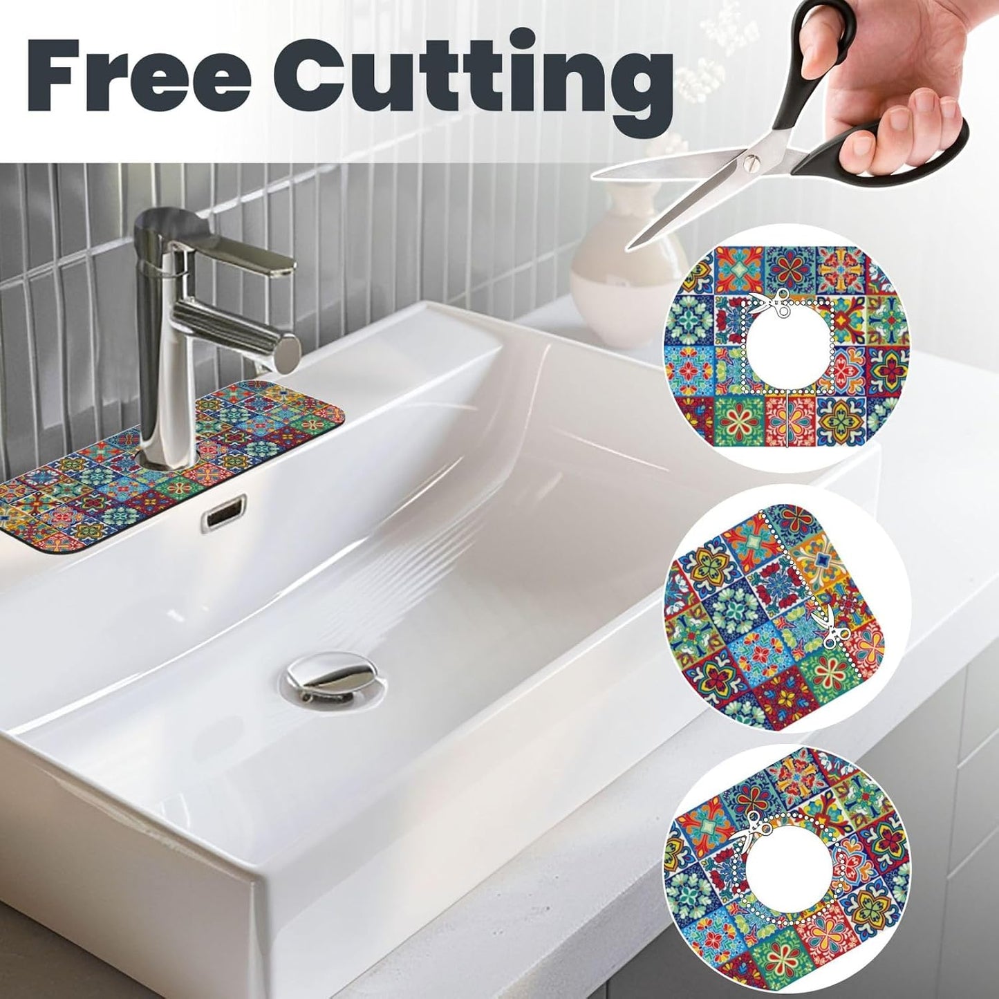 Abstract Flower Blooming Floral Watercolor Kitchen Sink Splash Guard Faucet Mat Super Absorbent Fast Drying Mat Sink Gadgets-Fast Drying Pad Sink Mat For Kitchen Bathroom (15" X 5.5" )