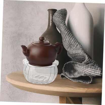 ABOOFAN Glass Teapot Warmer Tealight Holder Elegant Base for Teapots and Kettles Versatile Glass Design for Tea and Soups High-Temperature Material