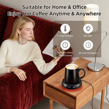 Coffee Mug Warmer Set for Desk, Smart Heated Electric Tea Cup Warmer Plate | Coffee Lover Mug and Warmer Set, Office Home Beverage Warming Candle Heater, 4-Temp Control 8H Auto Shut Off, Men Women Gift