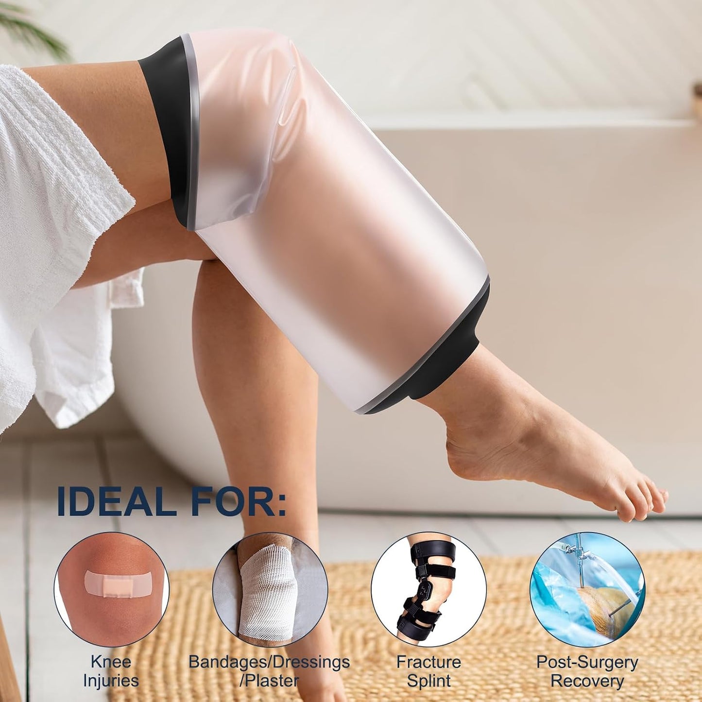 Adult Waterproof Foot Cast Cover, Reusable Watertight Ankle Cast Protector | Durable & Watertight Shower Boot, Reusable Shower Bag for Leg, Soft Comfortable Shower Bag for Post-Surgery Foot Ankle Injury