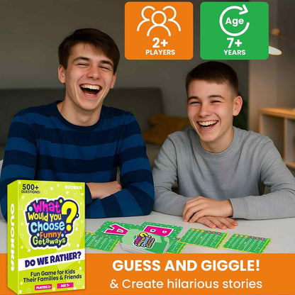 QUOKKA Card Game for Teens, Kids, Adults – 500+ Hilarious Travel & Vacation Scenarios | Funny Getaways What Would You Choose Challenge | Family Nights & Party Game for Friends, Road Trips & Sleepovers