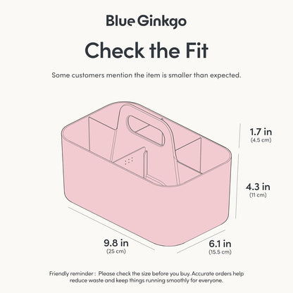BLUE GINKGO Stackable Organizer Caddy, Rectangle, White, Made in Korea | Portable. Adjustable. Home, Office & School Storage.