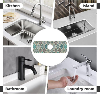 Abstract Flower Blooming Floral Watercolor Kitchen Sink Splash Guard Faucet Mat Super Absorbent Fast Drying Mat Sink Gadgets-Fast Drying Pad Sink Mat For Kitchen Bathroom (15" X 5.5" )