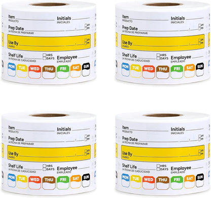 Restaurant Quality Shelf Life Food Rotation Labels Vinyl, 2” x 3” Self-Adhesive Removable Freezer Food Labels Stickers, Perfect for Reusable Containers, Food Date Sticker (Large, Count, 2)