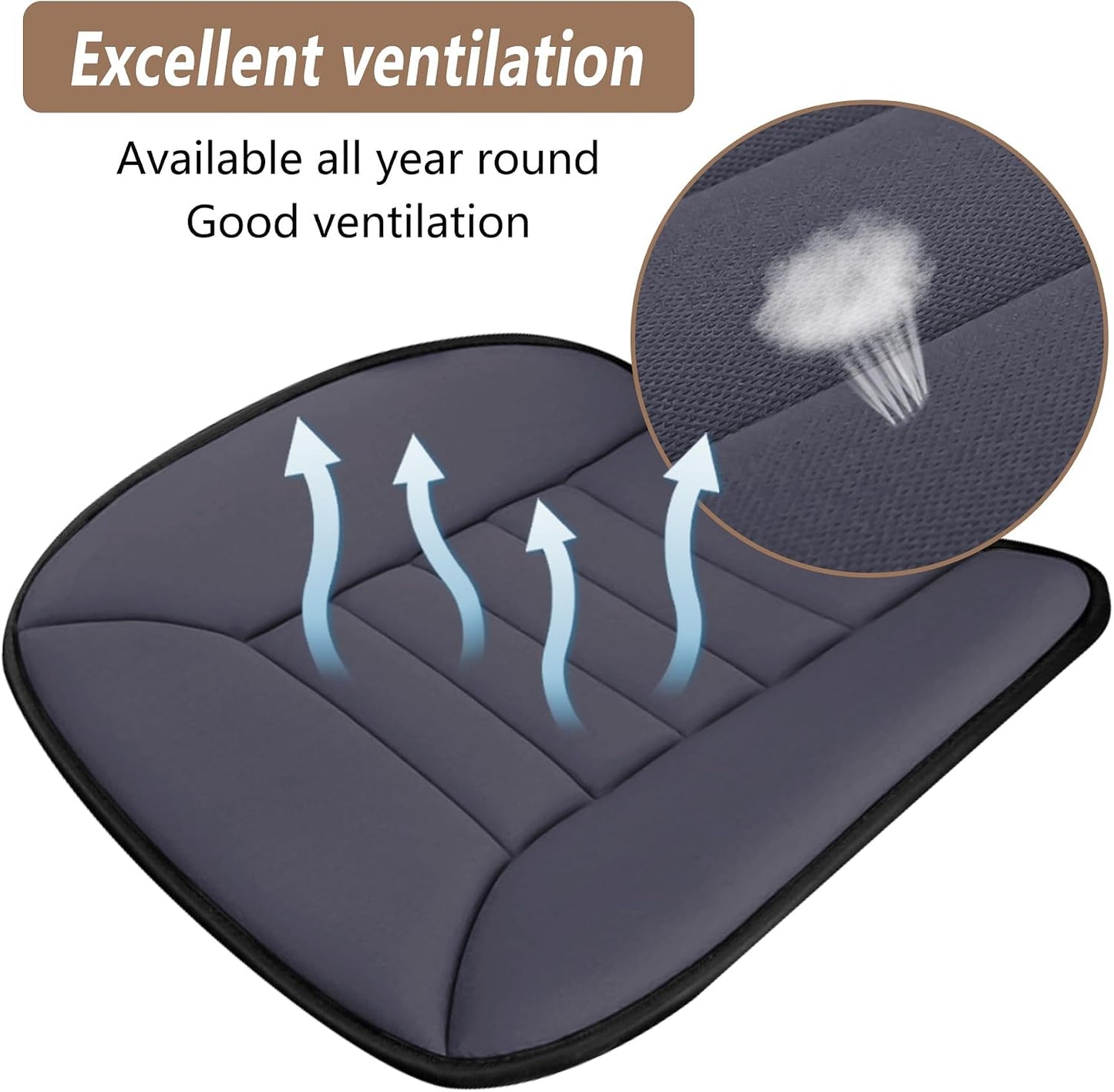 Car Seat Cushion Pad 1.2" Thick Comfort Seat Protector for Car Driver Seat Office Chair Home Use Memory Foam Seat Cushion with Non Slip Bottom, 20'' x 18.5'', Black