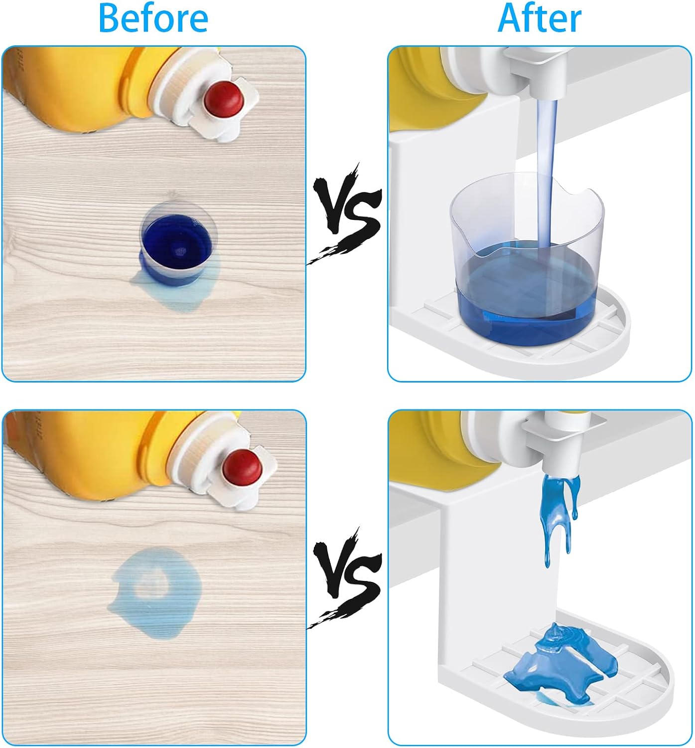 Laundry Detergent Holder 2 Pack - Detergent Cup Holder Tidy Soap Tray Dispenser Organizer Drip Fit Catcher for Fabric Softener Liquid Spigot Container Plastic Sheet Saver Stand Station Washing Set | Detergent Cup Holder, Soap Tray, Plastic Sheet Saver